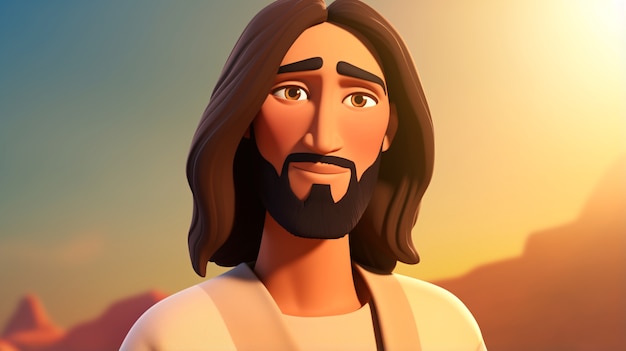 Medium shot cartoon Jezus Christus