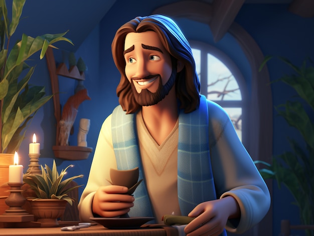 Medium shot cartoon jezus christus