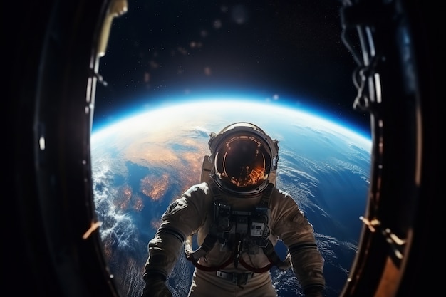 Gratis foto medium shot fotorealistische astronaut