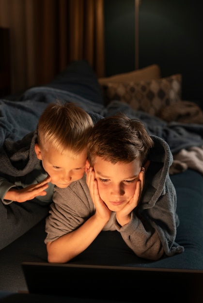 Medium shot kinderen met laptop