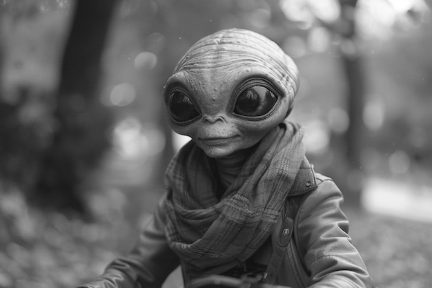 Gratis foto medium shot monochrome alien