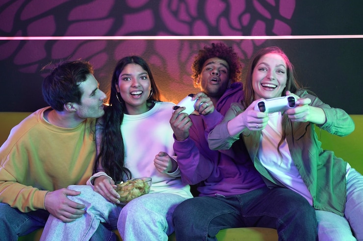 Gratis Foto medium shot vrienden die videogames spelen