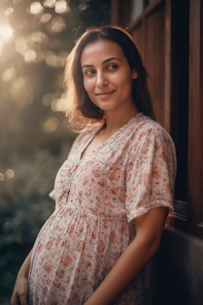 Medium shot zwangere vrouw poseren