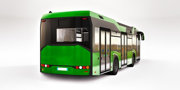 Mediun stedelijke groene bus op een witte achtergrond. 3d-rendering.