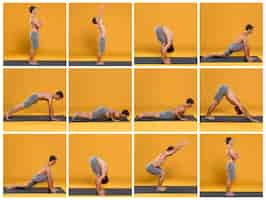 Gratis foto meerdere yoga houdingen collage