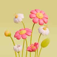 Gratis foto mening van 3d bloeiende bloemen