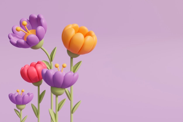 Gratis foto mening van 3d bloeiende bloemen