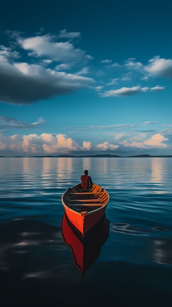 Gratis foto mening van boot die op water drijft