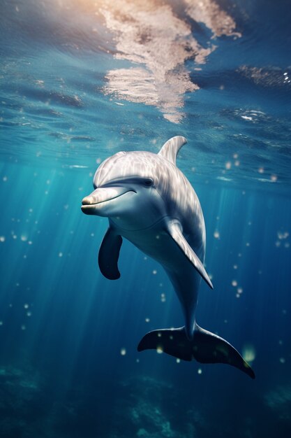Mening van dolfijn die in water zwemt