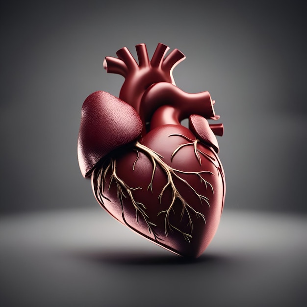 Gratis foto menselijk hart met aderen op een donkere achtergrond 3d illustratie