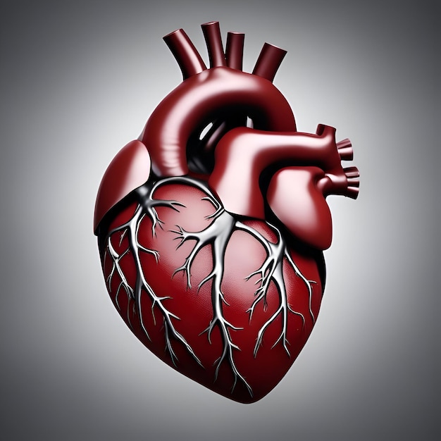 Menselijk hart met aderen op grijze achtergrond 3D illustratie Elementen van deze afbeelding geleverd door NASA