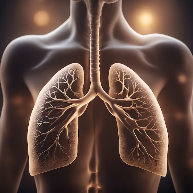 Gratis foto menselijke longen anatomie 3d illustratie vintage stijl afgezwakt