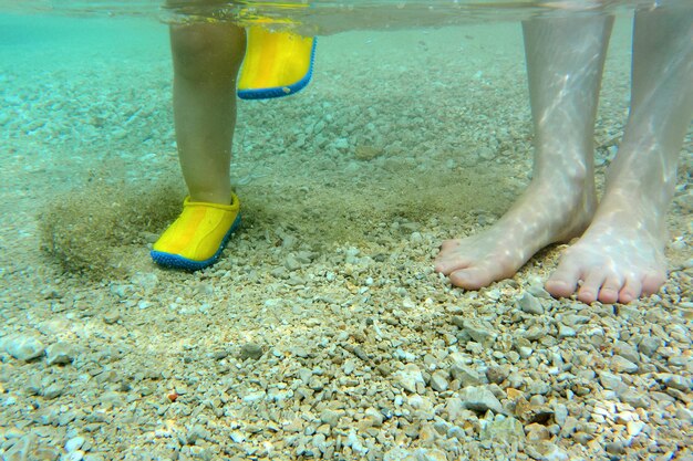 Menselijke voeten in het water
