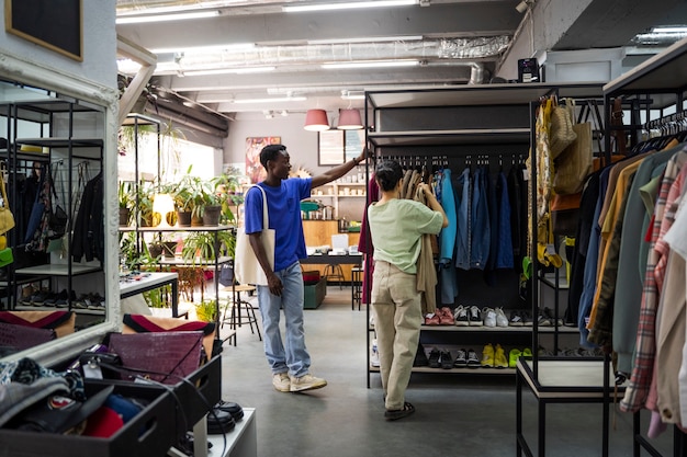 Gratis foto mensen bij kringloopwinkel volledig schot