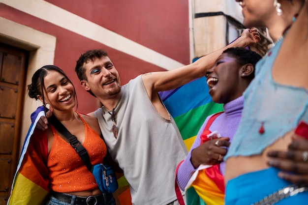 Gratis foto mensen genieten van de viering van de pride maand