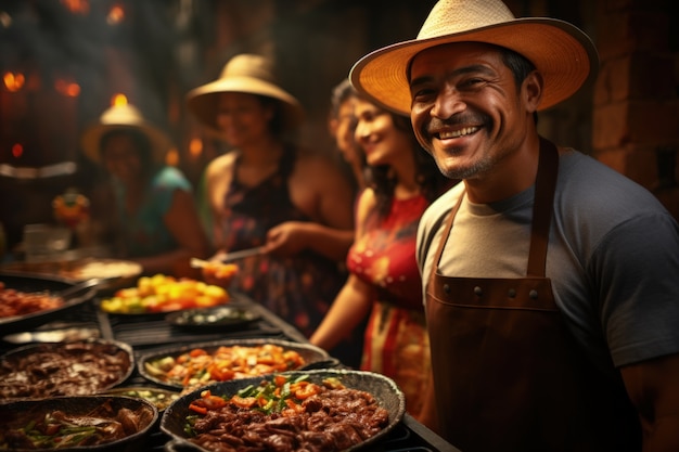 Gratis foto mensen genieten van mexicaanse barbecue.