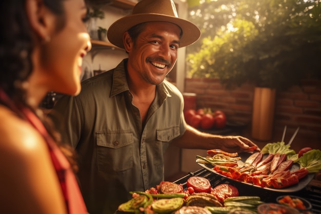 Gratis foto mensen genieten van mexicaanse barbecue.