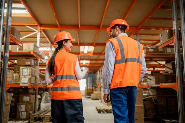 Mensen in veiligheidsuitrusting op het werk