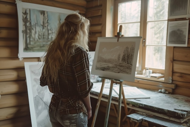 Gratis foto mensen ontspannen in hun houten huis