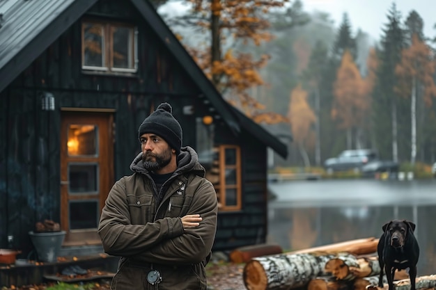 Gratis foto mensen ontspannen in hun houten huis