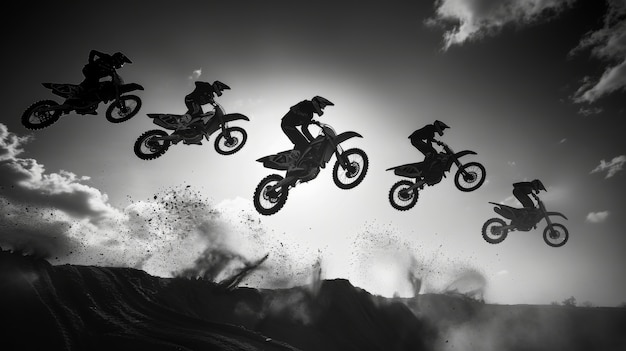 Gratis foto mensen racen op dirtbikes.