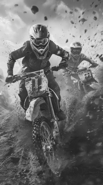 Gratis foto mensen racen op dirtbikes.