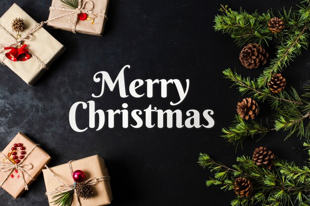 Merry Christmas banner met geschenken
