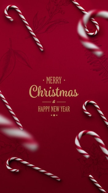 Merry christmas belettering op feestelijke achtergrond