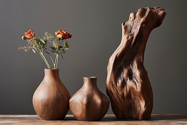 Gratis foto met de hand gemaakte houten decoratieve vaas