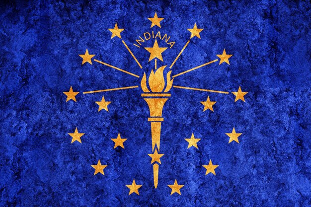 Metallic Indiana staatsvlag, Indiana vlag achtergrond Metallic textuur
