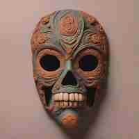 Gratis foto mexicaans masker op een roze achtergrond 3d rendering 3d illustratie