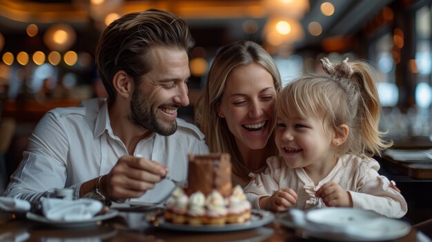 Gratis foto middelgrote familie die heerlijke chocolade eet.