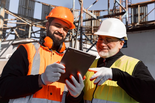 Middelgrote man met tablet