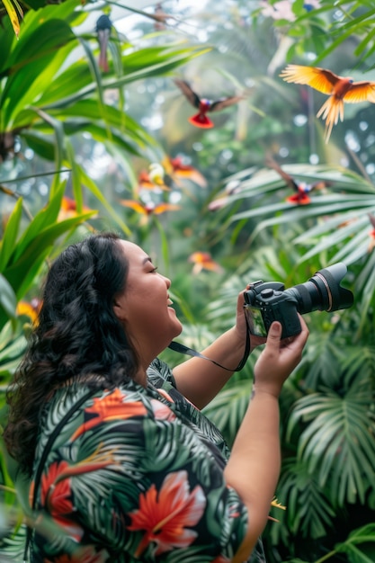 Gratis foto middelgrote vrouwelijke influencer.