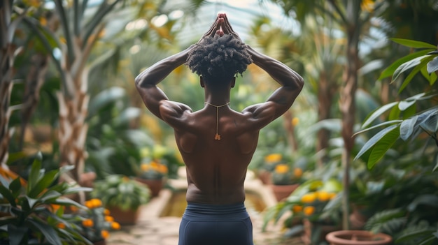 Gratis foto middelgrote zwarte man die yoga beoefent.