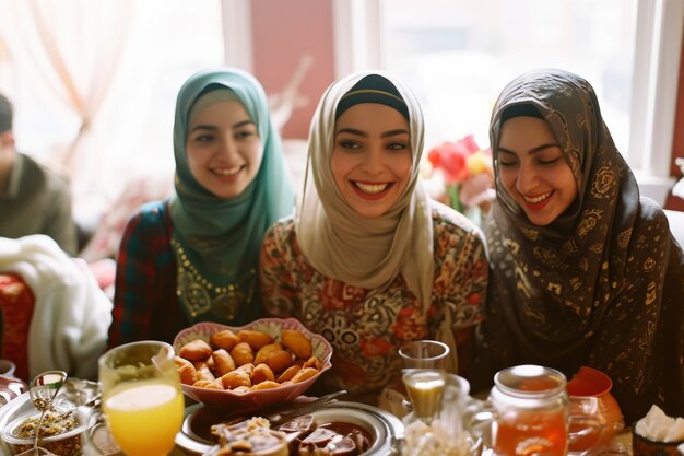 Middellange shot mensen die eid al-fitr vieren