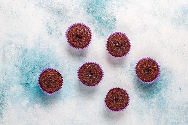 Mini chocoladesoufflé cupcakes