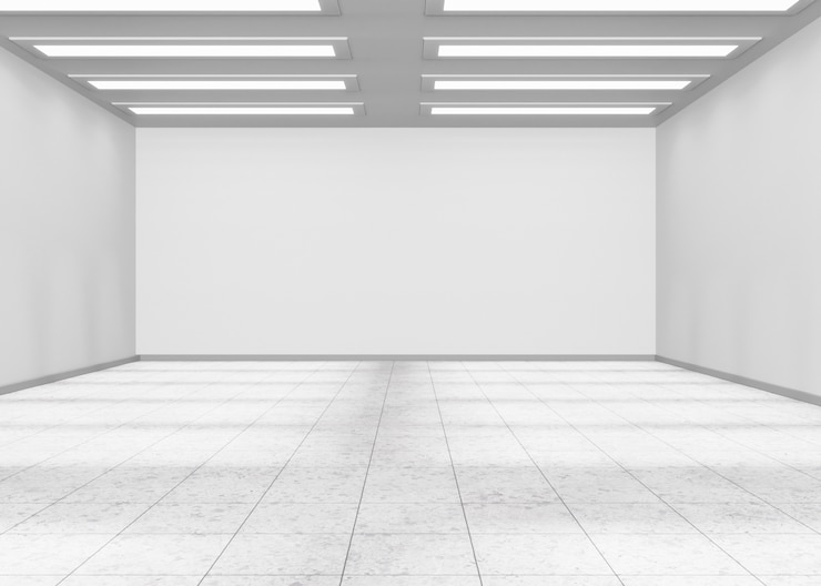 Gratis Foto minimale kamers en muren met lichteffecten in 3d-rendering