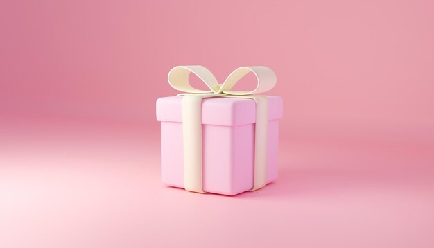 Minimale scène met een cadeau in pastelkleuren