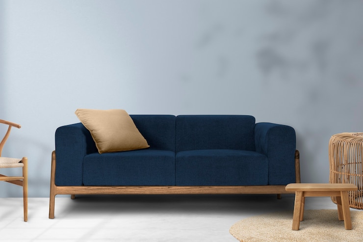 Gratis Foto minimalistisch woonkamerinterieur met bladschaduw op een muur