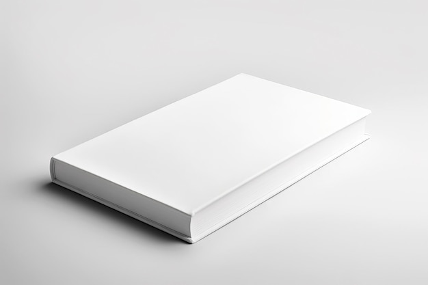 Minimalistische foto van een blanco boek op een witte ondergrond