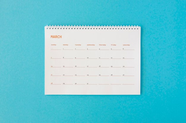 Minimalistische kalender met bovenaanzicht