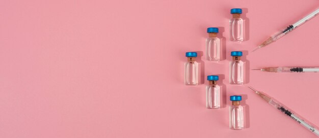 Minimalistische wetenschapsbanner met flesjes