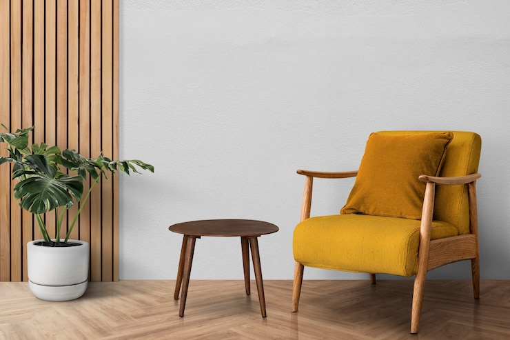 Gratis Foto modern woonkamerinterieur uit het midden van de eeuw met monsteraboom