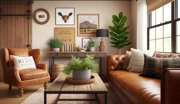 Gratis foto moderne elegante woonkamer met comfortabele banken generatieve ai