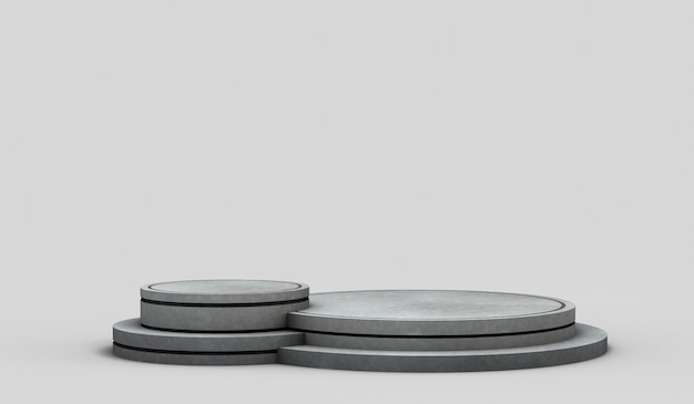 Moderne lege ronde marmeren sokkel met zwarte randen en twee hoogtes om objecten te tonen ruimte kopiëren