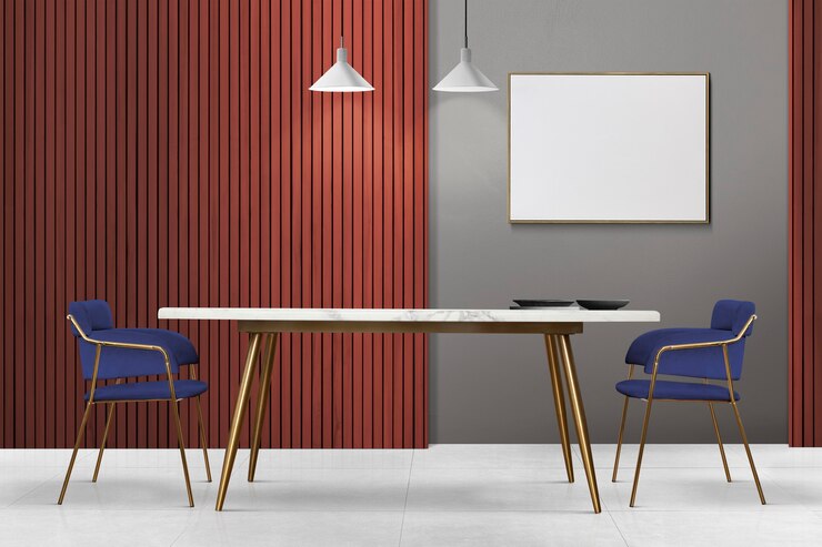 Gratis Foto moderne luxe authentieke eetkamer interieurontwerp met een leeg fotoram