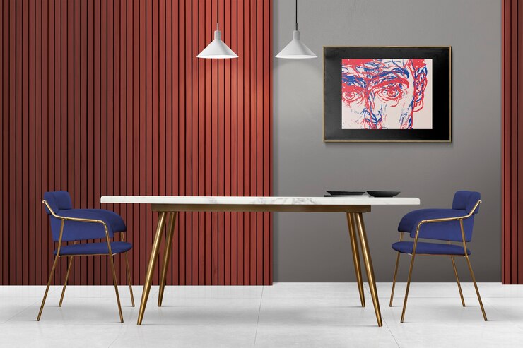 Gratis Foto moderne luxe authentieke eetkamer interieurontwerp met fotoram