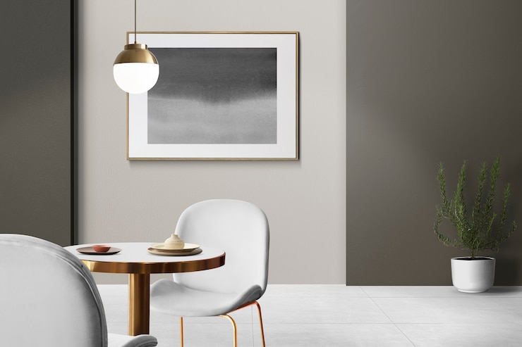 Gratis Foto moderne luxe authentieke eetkamer interieurontwerp met fotoram