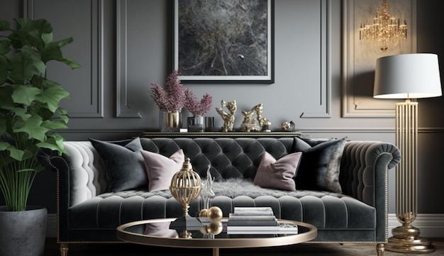 Moderne luxe woonkamer met elegant design generatieve AI